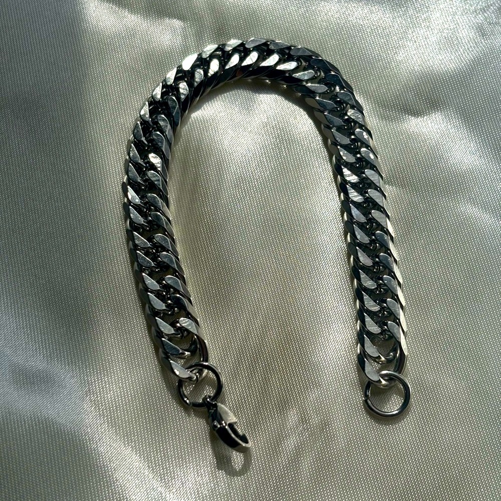 *New*Men's Silver Titanium Chain Bracelet - Picture 2 of 7